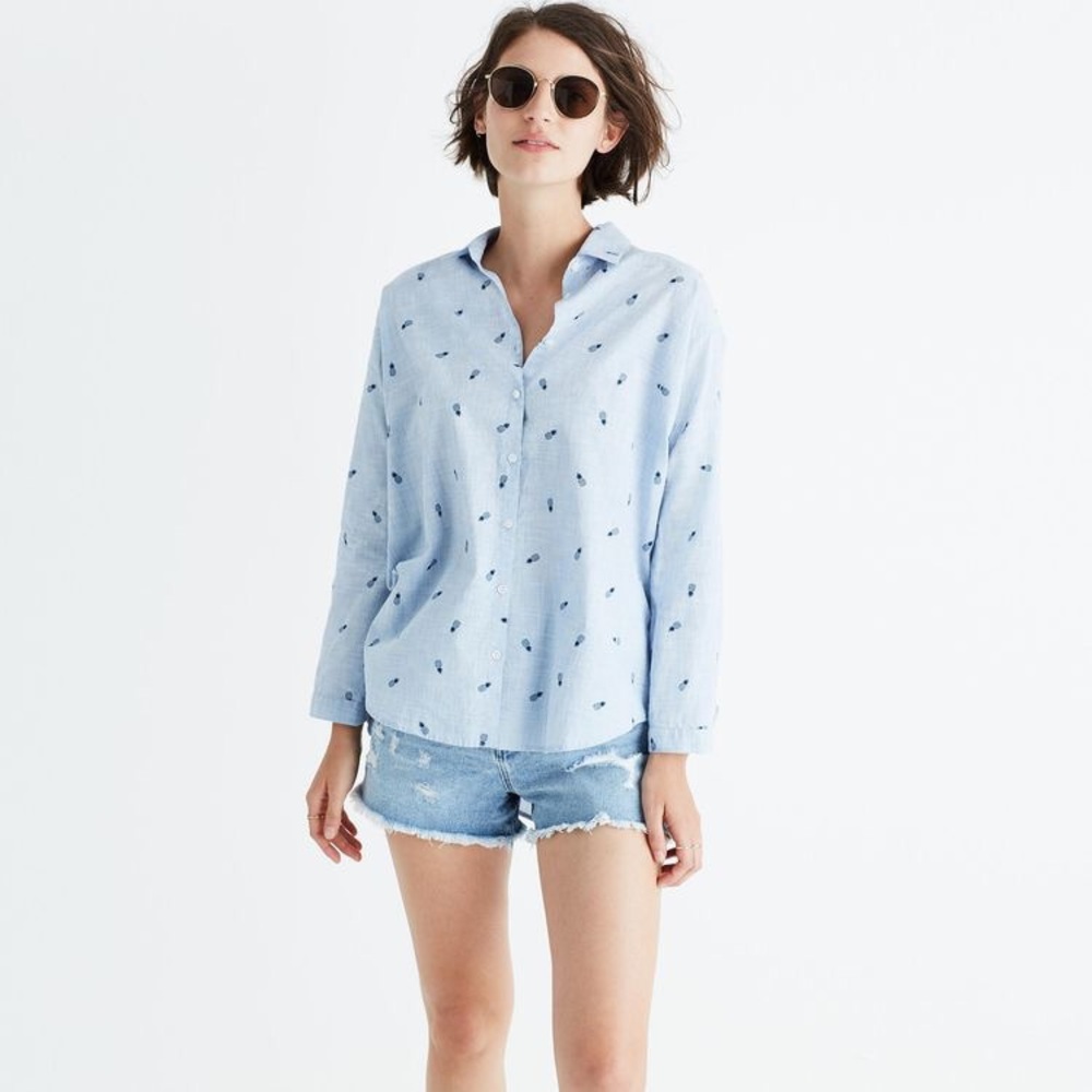 Madewell Pineapple Button Down Tie Sleeve